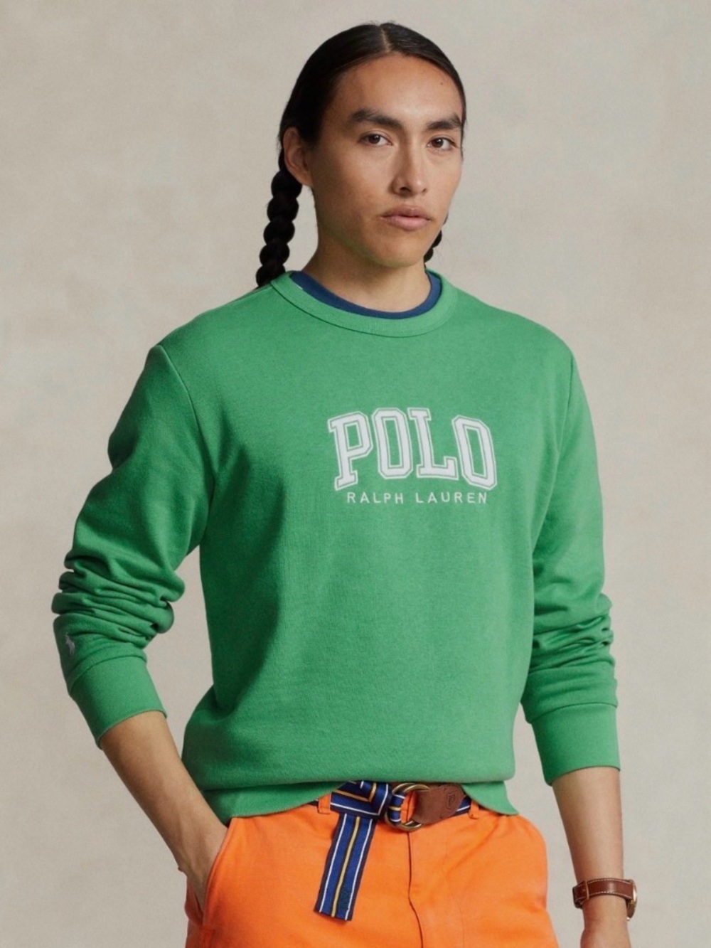 Polo Ralph Lauren Green POLO LOGO Fleece Pullover Crewneck Sweatshirt
